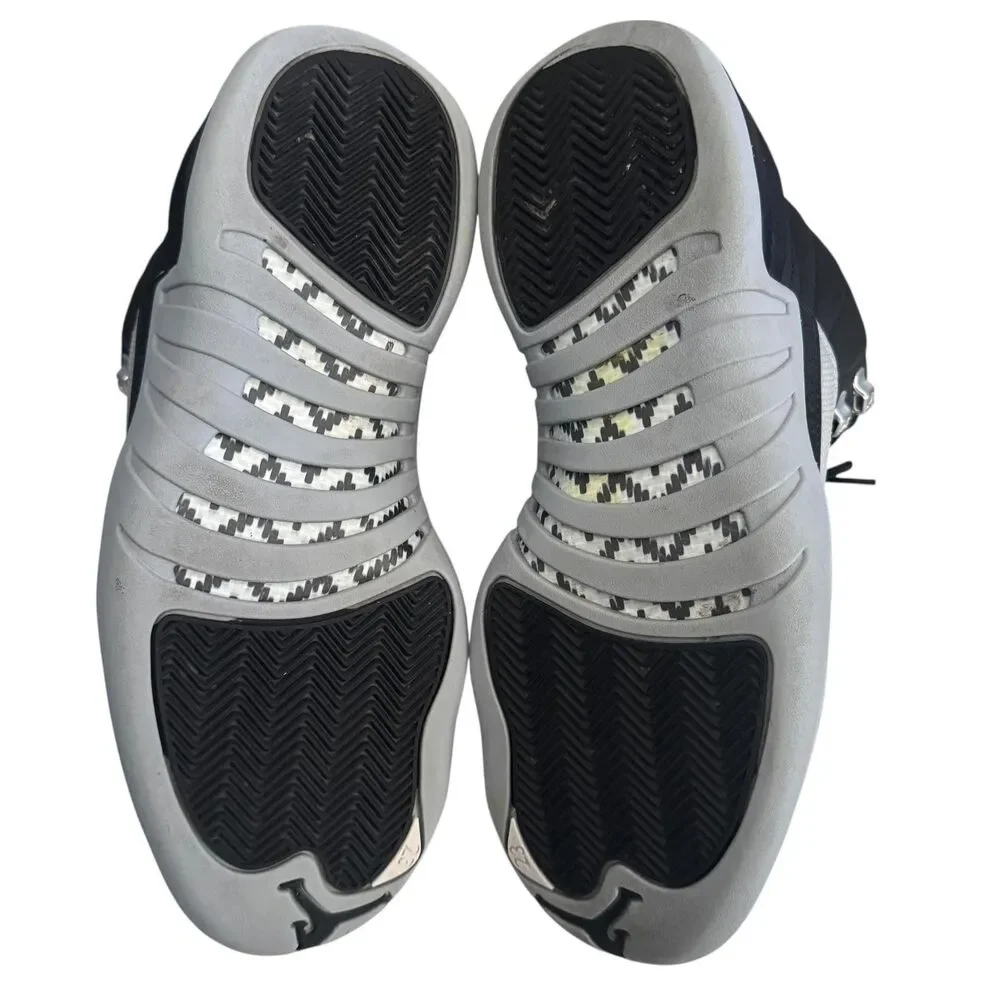 Air Jordan 12 Retro Barons Mens Size 9 Black Gray Leather Basketball CT8013-010